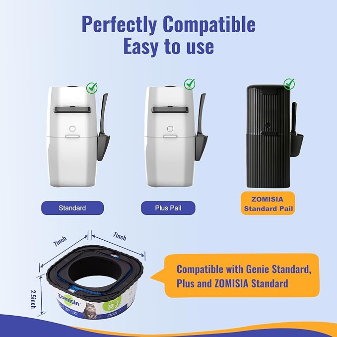 2 Pack Cat Litter Refill Bags, Non-See-Through Jumbo 60FT Cartridge Refill Total Up to 36 Weeks (Over 8 Months) Per Cat for Odor Control, Compatible with Genie Standard, Plus