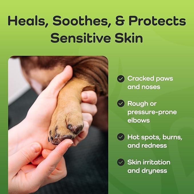 Therapeutic Paw Butter for Dogs - Non-Toxic, Lick-Safe Nose Balm for Dogs + Dog Paw Balm for Dry Cracked Paws - Moisturizing Paw Wax with Coconut Oil for Dogs, Shea Butter, & Vitamin E- 50mL.