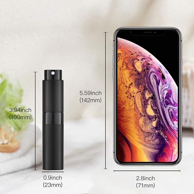 Tekson 8ml Travel Perfume Atomizer Refillable, Mini Cologne Spray Bottle Empty, Small Aftershave Portable Sprayer for Liquid Dispenser