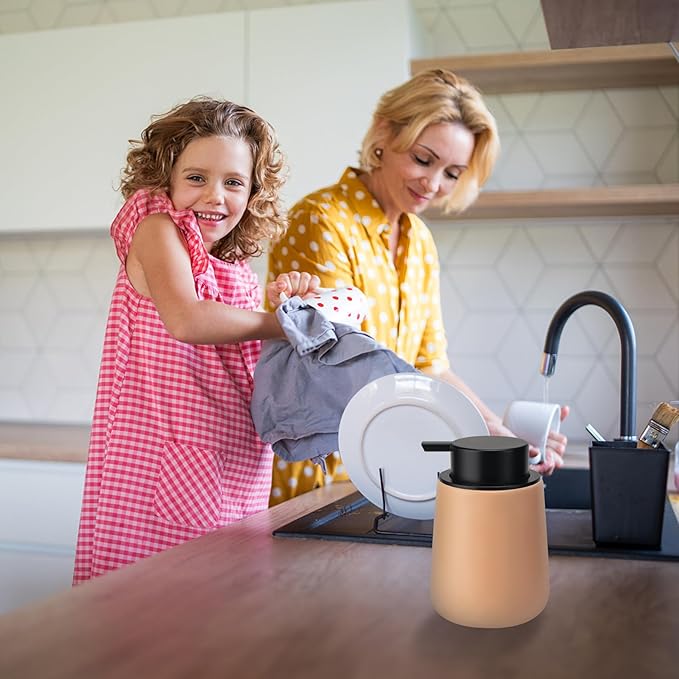 Soap Foaming Dispenser Ceramic with Easy-to-Press Pump Hand Foam Dispenser for Shampoo Bathroom Kitchen 12 oz