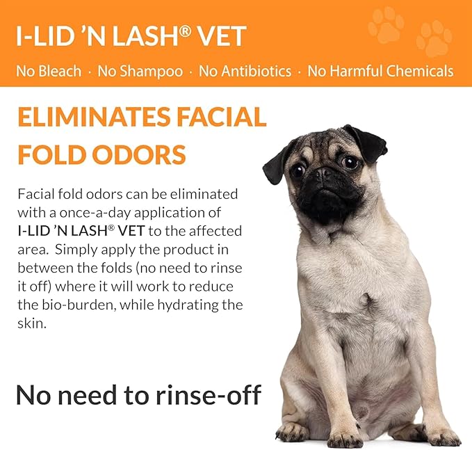 I-LID ’N LASH Vet Dog Eye Wipes - Best Tear Stain Preventer for Dogs (60 Wipes) | Prevents Puppy Tear Stains with Hyaluronan | Cat Eye Wipes for Discharge - No Antibiotics or Harmful Chemicals