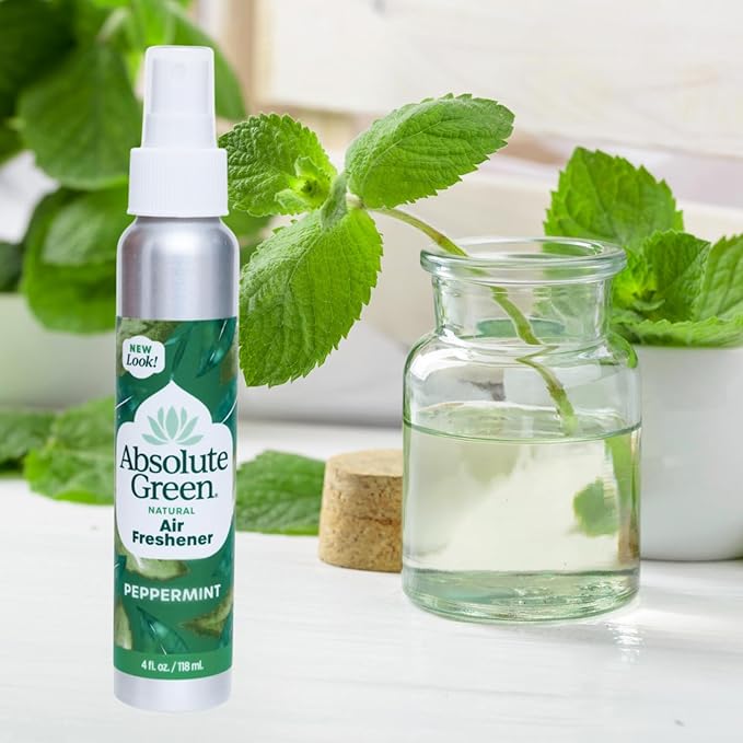 Absolute Green Air Freshener Room Spray, Covers Odors, Non-Toxic, Safe around Kids +Pets, Natural Peppermint Scent 4oz (Pack of 1)