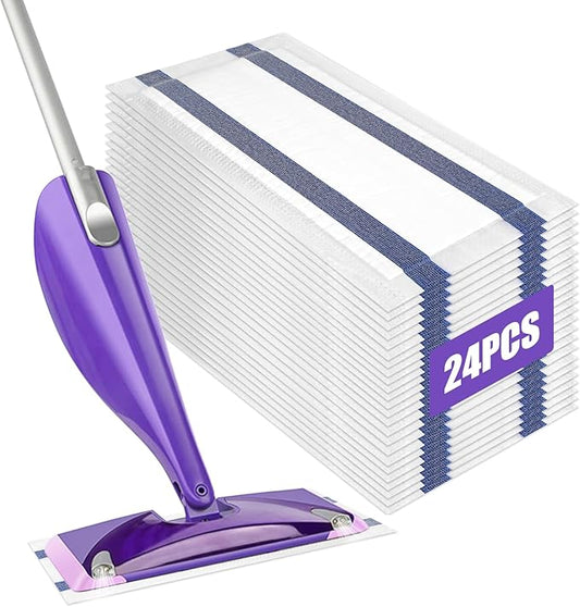 24 Count Disposable Mopping Pad Refill for Swiffer Wet Jet Spray Mop, Multi Surface Floor Cleaner Spray Mop Pads Refills for Floor Cleaning, Thickness and Absorbent