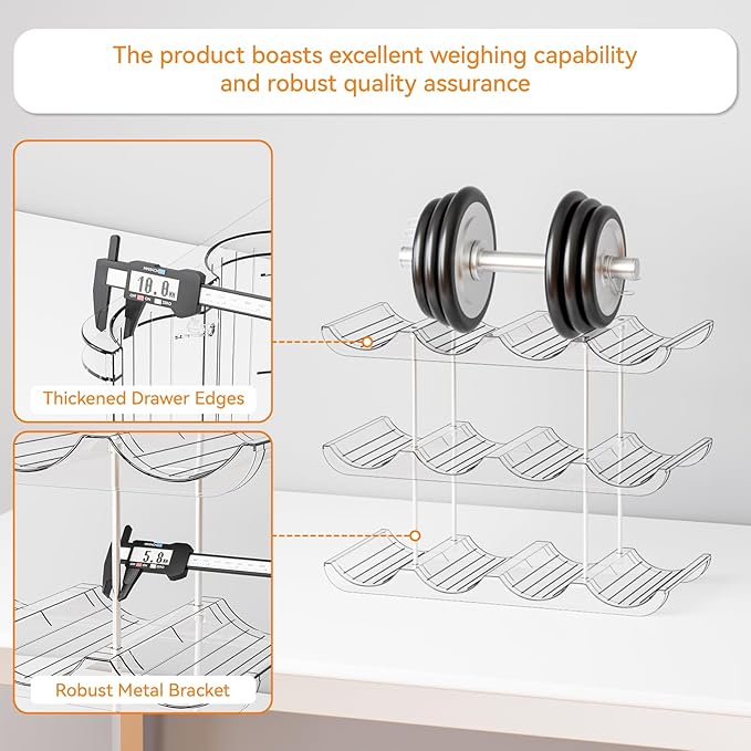 2 Tier Stackable Water Bottle Organizer for 40 oz Stanley Cup,Yeti and Other Tumbler Organizer,Larger Compartment Stanley Cup Holder,Wine Rack and Waterbottle Holder for Kitchen Cabinets,Countertop