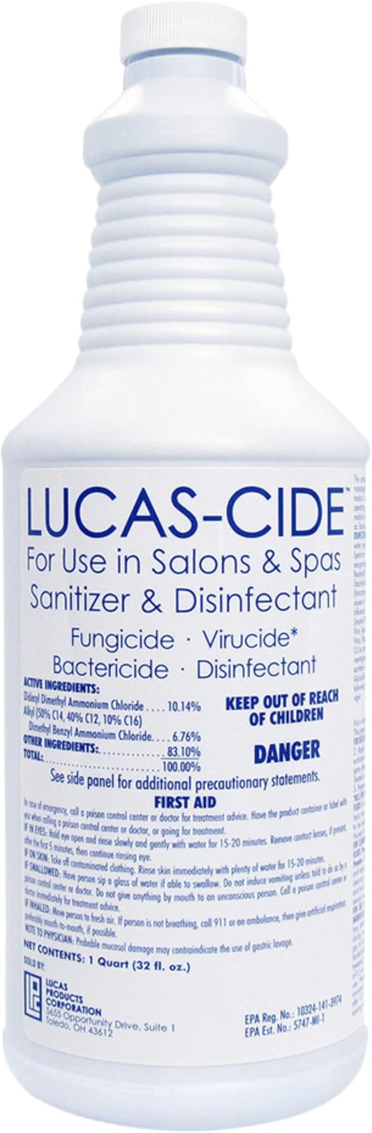 LUCAS-CIDE Salon and Spa Disinfectant, Hospital Grade, Blue, 32 Fl Oz