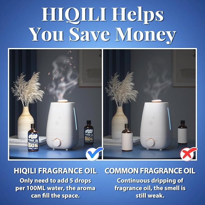 HIQILI Diffuser Oil for Humidifier & Reed Diffusers, Suitable for Home and Other Scenarios, Long Lasting Scent - Beach Walk, 3.38 Fl Oz