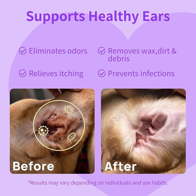 MIOSSZI Dog Ear Cleaner Finger Wipes for Dogs & Cats – Removes Wax & Odor, Helps Soothe Itchy Ears, Pet Ear Cleaning Finger Wipes 50 Count