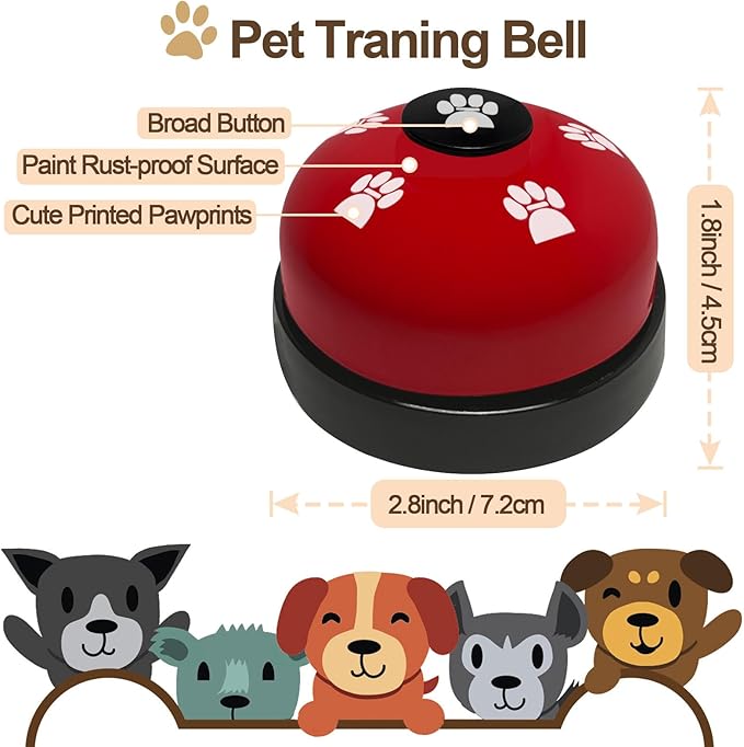 2 Pack Dog Door Bells, Dog Doorbell to go Outside Puppy Train Bell for Dogs to Ring to go Potty, Puppy Toilet Training Bell Jingle Bells for Door Knob (Red)