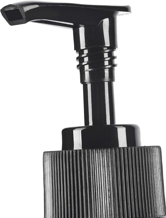 JUVITUS 4 oz Frosted Clear Glass Boston Round Bottle with Black Lotion Pump (6 Pack) + Funnel