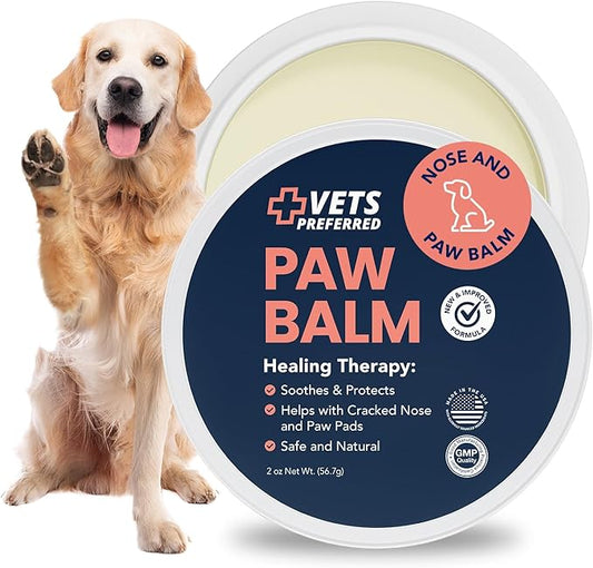 Vets Preferred Paw Balm Pad Protector for Dogs – Dog Paw Balm Soother – Heals, Repairs and Moisturizes Dry Noses and Paws – Ideal for Extreme Weather Season Conditions - 2 Oz