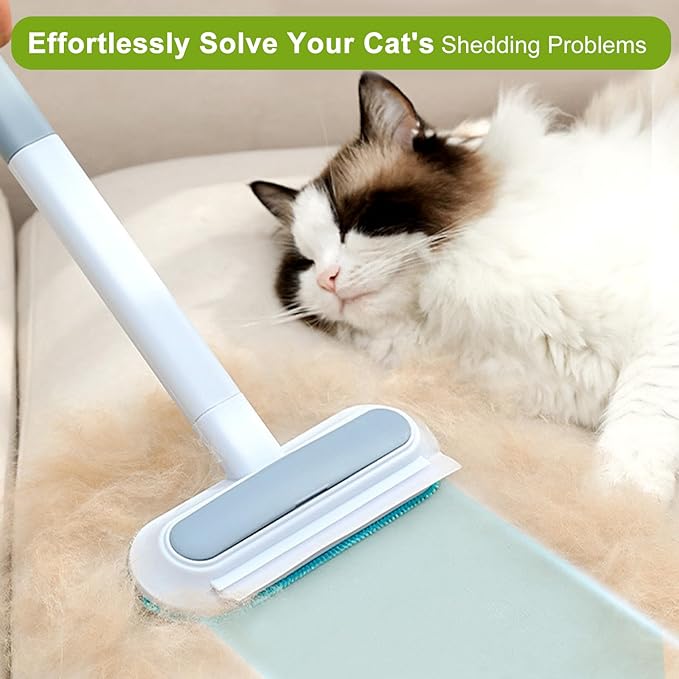 24'' Multifunctional Pet Hair Remover & Window Screen Cleaner, 4-in-1 Reusable Lint Brush with Extra Long Handle & Storage Hook, Gentle on Couch, Carpets, Bedding, Car Seats, Laundry for Cat Dog Hair
