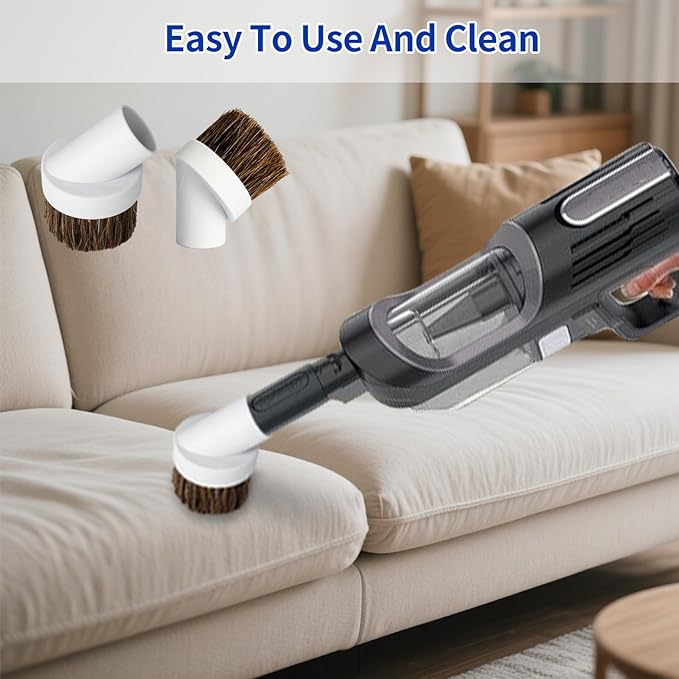 2 Pack Deluxe Replacement Vacuum Round Dusting Brushes Vacuum Brush Attachment -1.25 inch (32mm) Soft Horse Hair Vacuum Attachment Brush, Hair Length 35mm for Most Vacuum Cleaners Accessories