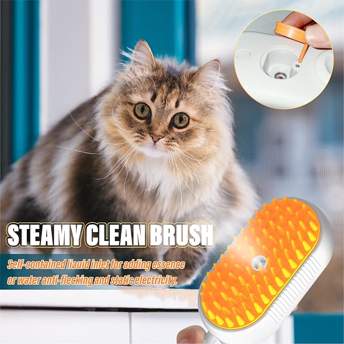 3 in 1 Cat Steam Brush, Rechargeable Steam Pet Brush for Dog,Cat and Other pet Anti-Static, Cleaning, Shedding & Combing All in One