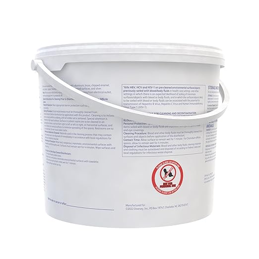 Diversey 100895931 Avert Sporicidal Disinfectant Cleaner, Hospital Grade Kills C. Difficile Spores, Extra Large Size Wipes, 160-Wipes, 1-Bucket (Pack of 4)