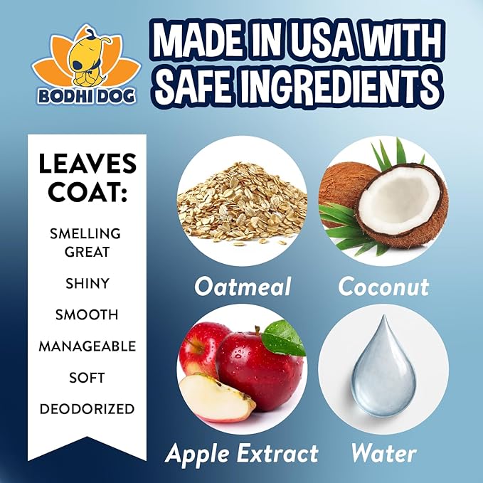 Bodhi Dog Waterless Shampoo - Natural Dry Shampoo for Dogs & Cats - Neutralizes Pet Odor - No Rinse Required - Made of Natural Extracts - Safe for Sensitive Skin - Oatmeal & Apple (1 Gallon)