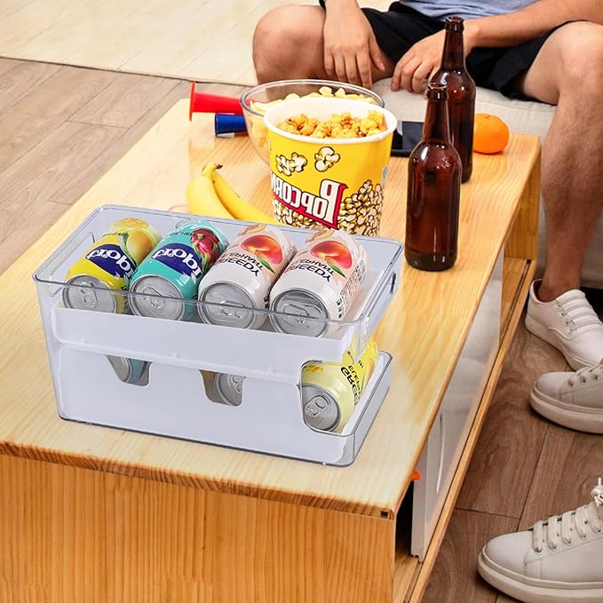 Soda Can Storage Organizer, Rolling Soda Can Dispenser for Refrigerator, Cabinet, Pantry, 2 Packs
