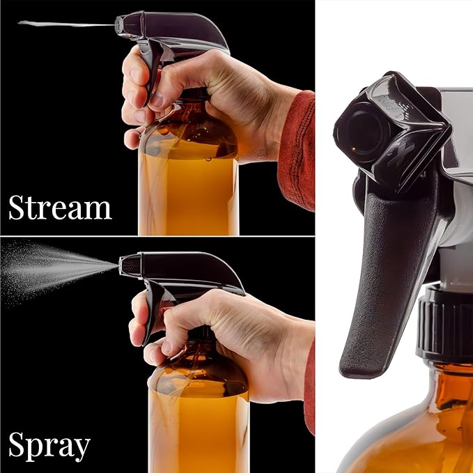 Cornucopia Brands 3-Setting Mist Spray & Stream Sprayer Replacement Parts (6-Pack); Fits Standard 8oz / 16oz Boston Round 28/400 Neck Bottles