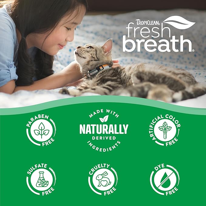 TropiClean Fresh Breath Cat Toothbrush and Toothpaste Kit, Cat Teeth Cleaning & Breath Freshener Solution, Complete Dental Care