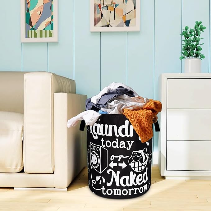 Wash Today Laundry Basket Oxford Cloth Funny Laundry Hamper With Handle Foldable Portable Clothes Storage Basket 18.9 X 16.5 Inch Storage Bag For Laundry Room/Bathroom/Bedroom/Dormitories