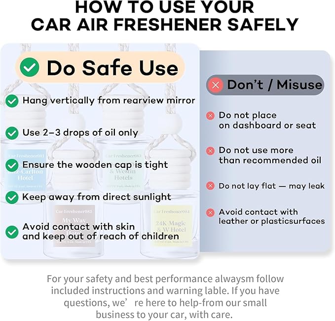 C Classy Car Air Freshener Hanging 2 Pack, Amber Patchouli Air Freshener Essential Oil Diffuser, Cute Car Accessories, Long-Lasting Fragrance, C ar air Fresheners for Women & Men Gift, Made in USA