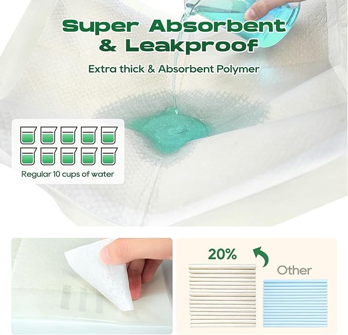 50-Count 30"x36" XXL Puppy Pads Disposable Pee Pads for Dogs Extra Large Super Absorbent Bamboo Training Pads Deodorizing & Leak-Proof with Adhesive Tabs