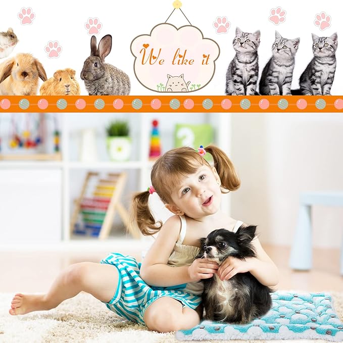 4-Piece Rabbit Bunny Bed - 13 x 19 Inch Guinea Pig Bed Mats - Plush Bunny Pad Mats for Small Animals, Dogs, Cats, Hamsters - Heart Pattern