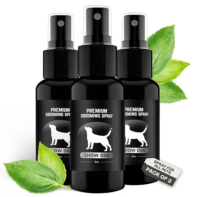 605Products | Premium Dog Cologne and Odor Eliminator - Long Lasting Dog Perfume Made with Essential Oils - Spray Deodorant for Smelly Dogs, Dog Grooming Spray 3pack (Show Dog, 2oz Spray Bottles)