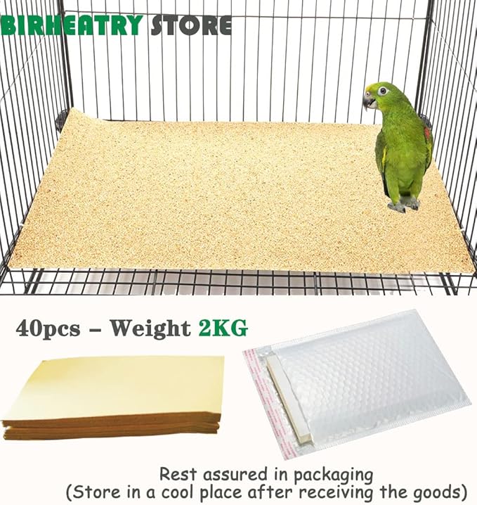 40PCS Gravel Liner Paper for Bird Cage,11x17 In Bird cage Liner Paper-Gravel Paper Special for Bird Cage in Sea Sand,Parrot Cage Sandpapers Cushion Pad Pet Bedding Accessories (40PCS 11 x 17 Inch)