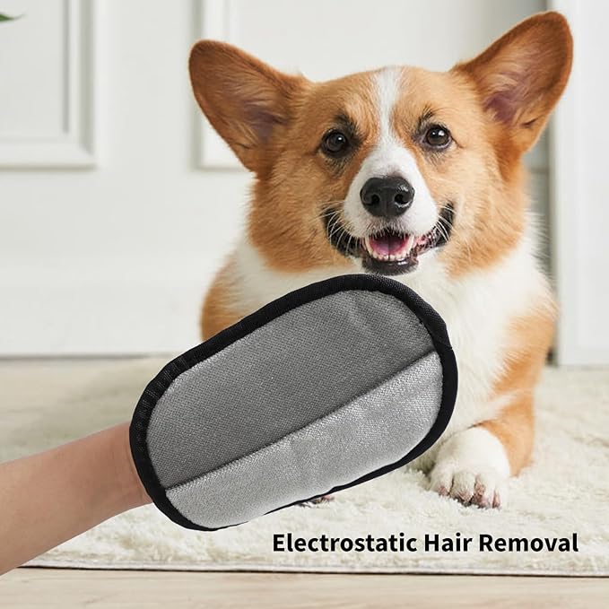 3-Pack Pet Hair Remover Brushing Gloves – Remove Fur from Clothing, Furniture, Car Seats, Bedding & Upholstery