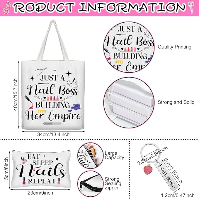 6 Pcs Christmas Nail Technician Gift Set Include Waterproof Oil Proof Apron Mug Keychain Canvas Tote Bag Cosmetic Bag Socks for Women Nail Tech Art Lover Must Haves Manicurist Gift