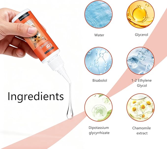 FlowFish Pet Ear Cleaner for Dogs Ear Infection Treatment, No-irritating Dog Ear Cleaner Solution for Treat Dog Ear Infection at Home with Gentle Caring [1.69 FL.OZ]