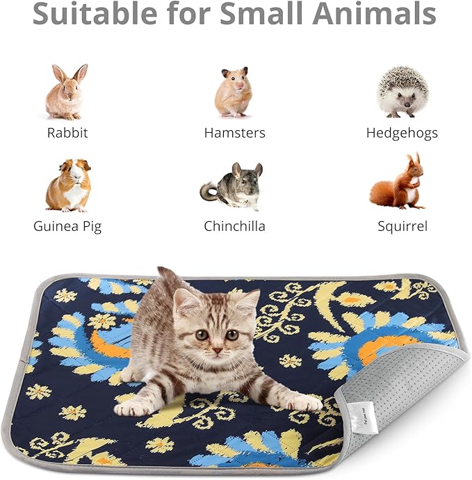 Tanice Guinea Pig Cage Liner, 2 Pack Guinea Pig Mats, Reusable Rabbit Cage Liner, Washable Guinea Pig Pee Pads for Small Animals 18" x 24"