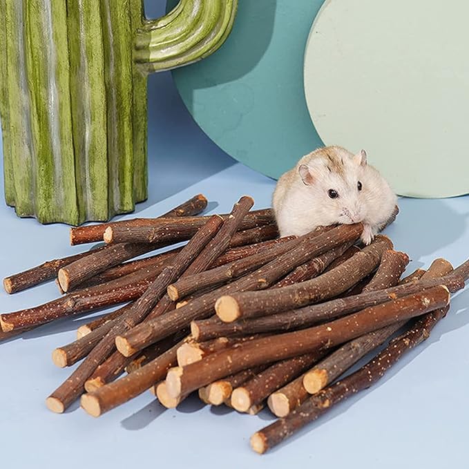 400g/14oz Apple Wood Sticks for Rabbits,Natural Apple Chew Sticks Toys and Treats for Chinchilla Guinea Pig Hamster Gerbil Bunny