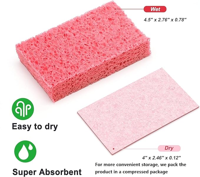 ARCLIBER Cleaning Sponge,Kitchen Sponges Pack,Non-Scratch Cellulose Sponge for Bathroom,Cars,Colorful Compressed Sponge (36 Pack)