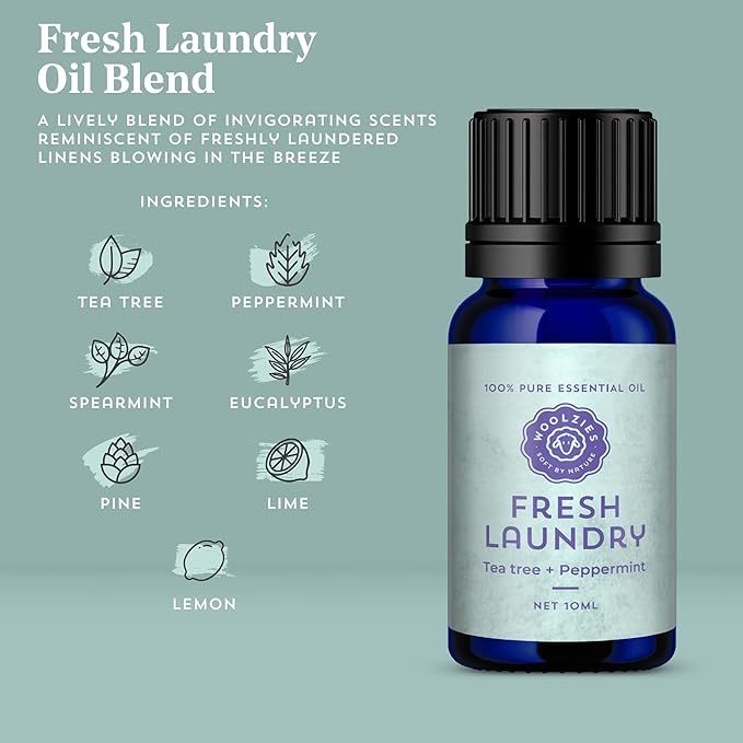 Laundry Essential Oil Blend: Use with Wool Dryer Balls or Oil Diffuser Elevate Your Laundry with All-Natural Aromatherapy Scents | 1 Fl oz (1 Fl Oz, Fresh Laundry)