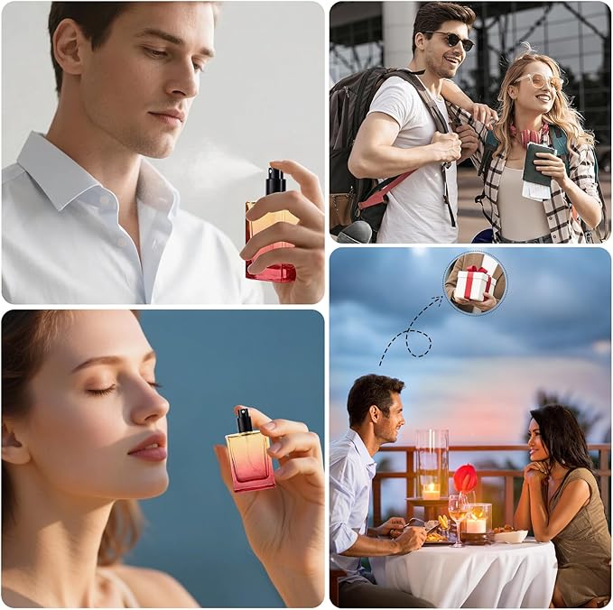 Perfume Bottles Empty Glass Atomizer Sprayer, 3 Pack 30ml Refillable Travel Spray Bottle for Fragranc or Essential Oil, Portable Cologne Atomizers with Dispensing Kit for Handbag, Date