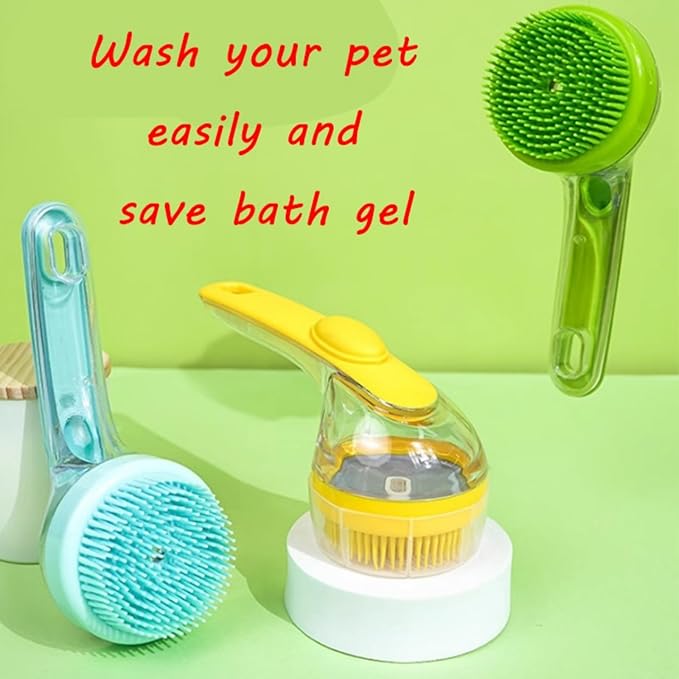 Bath Brush for Dogs with Soap Dispenser, 2025 New Dog Scrubber for Bath, 2 in 1 Dog Bath Brush with Built-In Shampoo Dispenser, Pet Wash Brush for Grooming, For Long Short Haired (3pcs Mix)
