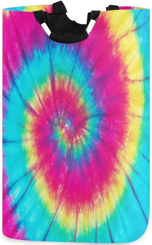 visesunny Large Capacity Laundry Hamper Basket Tie Dye Colorful Rainbow Water-Resistant Oxford Cloth Storage Baskets for Bedroom, Bathroom, Dorm, Kids Room