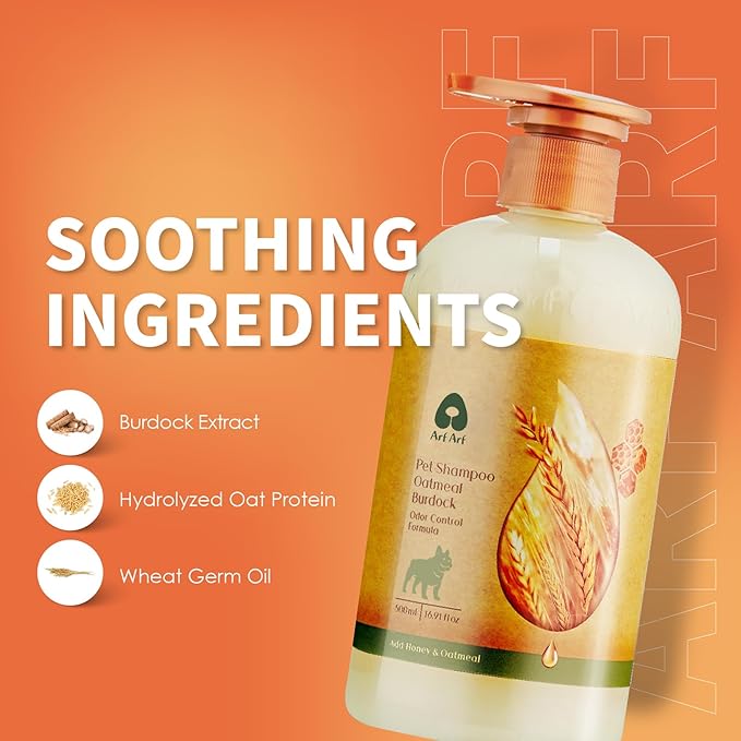 Arf Arf Odor Control Dog Shampoo - Advanced Deodorizing Formula for Smelly Dogs with Soothing Hydrolyzed Oat Protein for Dry, Itchy Skin Relief - Long Lasting Fresh Scent - Pro Grooming Results - 16oz