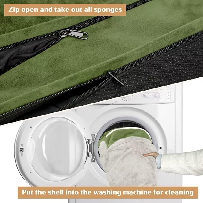 Comfort Expression Orthopedic Dog Bed for Extra Large Dogs 53x42 Inch, Waterproof Egg Crate Foam XXL Pet Bed with Removable Bolsters, Dog Couch with Washable Cover & Non-Slip Bottom, Light Green