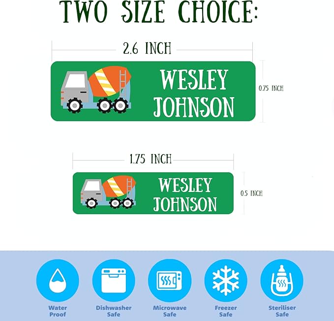 128 Custom Waterproof Dishwasher Safe Kid Name Labels for Daycare, School Supply, Baby Bottles, Lunch Boxes and Cups, Travel. Cute Personalized Design Name Stickers (Pattern 10)