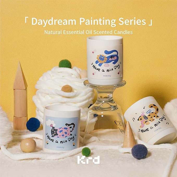 KRD Pet Lover's Gift Set, 3 Ceramic Jar Candles & Scented Sachet, 3.2oz 20H Burn, Coconut Soy Wax for Home Decor & Christmas Gift