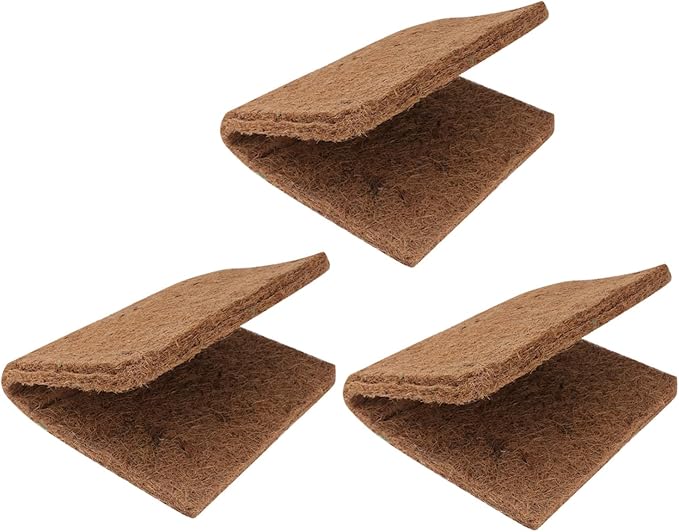 3pcs Natural Coconut Fiber Reptile Bedding Mat Breathable Substrate for Lizard Tank Leopard Gecko Turtle Enclosure Pet Habitat Liner with Strong Permeability and Easy Cleaning
