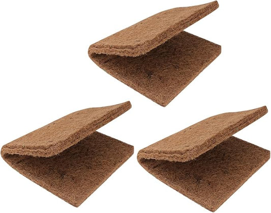 3pcs Natural Coconut Fiber Reptile Bedding Mat Breathable Substrate for Lizard Tank Leopard Gecko Turtle Enclosure Pet Habitat Liner with Strong Permeability and Easy Cleaning