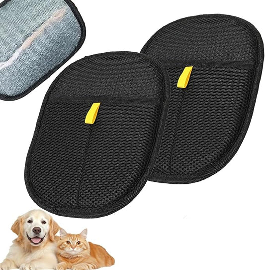 2 Pcs Reusable Pet Hair Remover Gloves, 2025 Cat Dog Grooming Gloves Pet Remover Electrostatic, Hands on for Dogs Cats & Horses with Long and Short