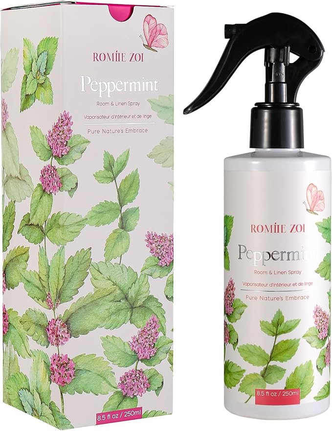 ROMIIE ZOI Room and Linen Spray Air Freshener Room Mist, with Natural Plant Extract - Peppermint Room Spray- 8.5 FL OZ.