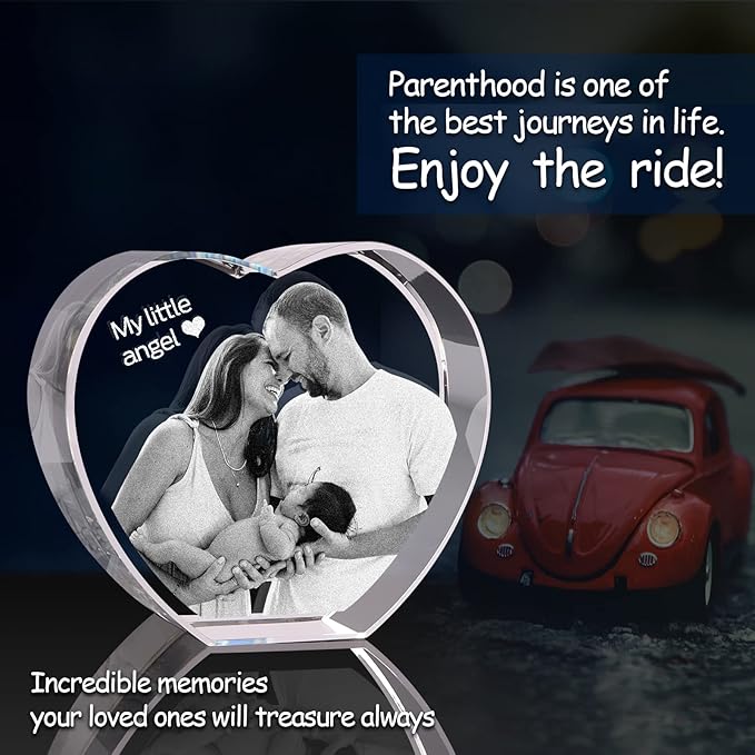 3D Crystal Photo, Personalized Gift. Custom Gifts for Dad and Mom, Him, Her, Wife and Husband. Custom Picture Gifts for Fathers Day, Anniversary, Birthday. Picture Gift for Pet Lovers (Medium）