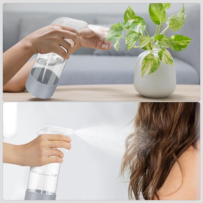 2 Pack Glass Spray Bottles with Silicone Sleeve, 16 oz Empty Refillable Containers with Adjustable Spray Nozzles, Spray Bottles for Hair, Cleaning Solutions and Plants