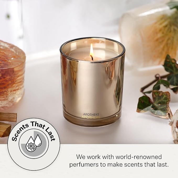 Apotheke Signature Candle Scented Candles for Home, Firewood - 10.5 oz Seasonal Soy Wax Jar Candle - Long-Lasting Fall Scented Fragrance with Perfume-Grade Essential Oils