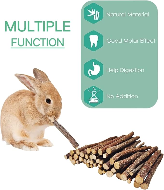 400g/14oz Apple Wood Sticks for Rabbits,Natural Apple Chew Sticks Toys and Treats for Chinchilla Guinea Pig Hamster Gerbil Bunny
